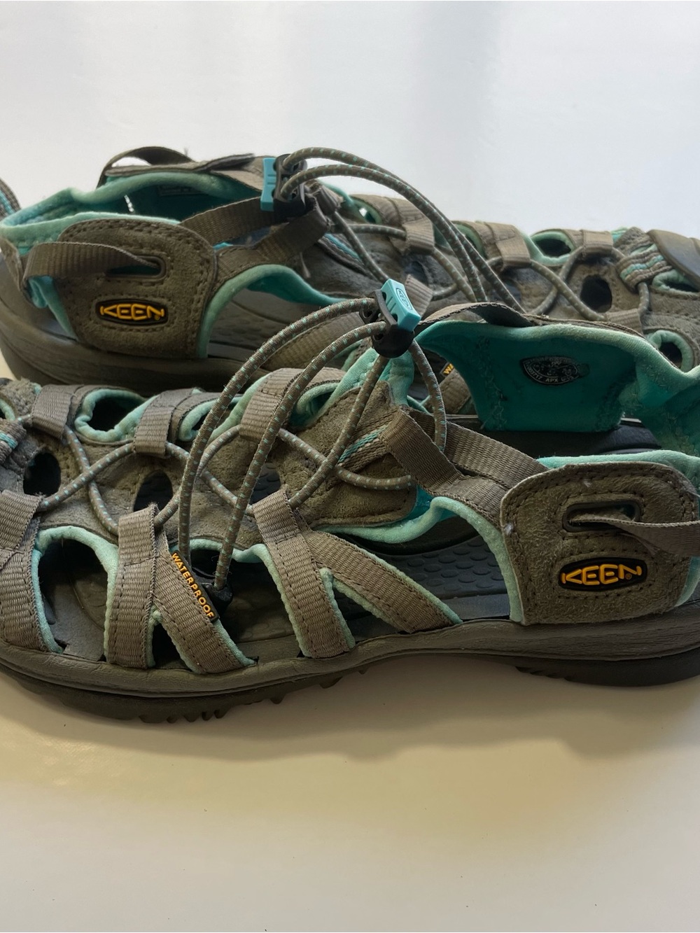 KEEN Whisper Waterproof Hiking Sandals Gray Teal Women's 8